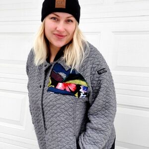 Calvin Klein Performance Gray Quilted Jacket with Multicolor Details